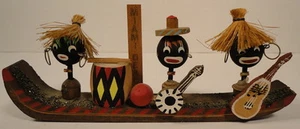 Miami Beach Florida 1950's Wooden Black Native Souvenir Rhythm Music Boat Band - Picture 1 of 1