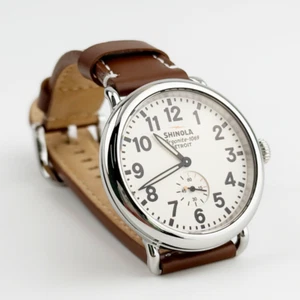 Shinola The Runwell 41mm Quartz Men's Watch Cream Dial and Dark Nut Brown Strap - Picture 1 of 8