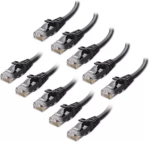 Cable Matters 10 Gbps Confezione da 10 Snagless Short Cat 6 Cavo Ethernet 1 ft Nero - Foto 1 di 8