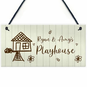 Kids Playhouse Sign Hanging Door Wall Sign Gift For Daughter Son Garden Sign - Picture 1 of 9