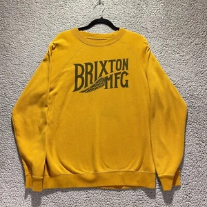 Brixton Manufacturing Fleece Pullover Sweatshirt Yellow Size M Medium - Picture 1 of 8