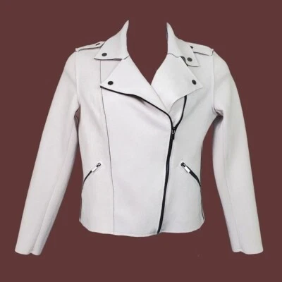 Chaqueta de moto Kut From The Kloth para mujer Haddie rosa claro imitación gamuza talla M Foto 1 de 4