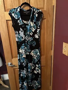 Carole Hochman Blue Floral Scoop Neck Cap Sleeve Maxi Nightgown Dress Sz XS - Picture 1 of 2