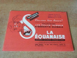 1 x BUVARD ANCIEN : ASSURANCES LA SEQUANAISE Janvier 1954 - Picture 1 of 1