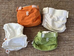 gDiapers Size SMALL (one M?) Cloth Diaper LOT OF 3 w/ Plastic Liners 8-14 lbs