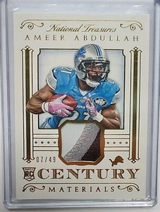 2015 NATIONAL TREASURES ~AMEER ABDULLAH~ 3 COLOR  PATCH ~ 7/49 SP ~DETROIT LIONS