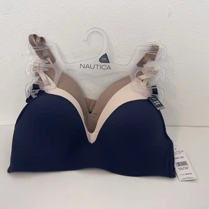 Nautica 3 Pack Elastic Wire-Free Bras Size 34 C New With Tags - Picture 1 of 5