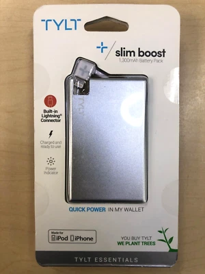 Tylt Slim Boost 1300mAh Power Bank w/ Lightning MFi-Certified for iPhone - Image 1 of 4