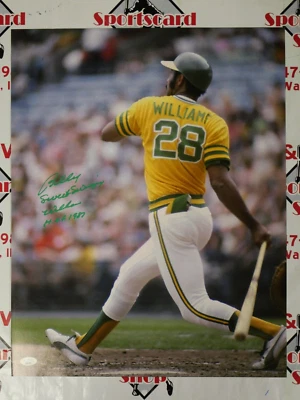 BILLY "SWEET SWINGING" WILLIAMS SIGNED 16X20 "HOF 87" JSA COA - OAKLAND A'S - Image 1 of 3