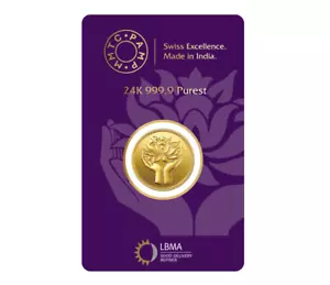 Pamp Lotus 1 gram Gold Coin By MMTC PAMP - Picture 1 of 4