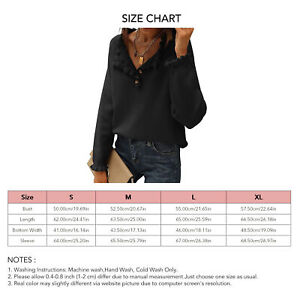 Knit Pullover Sweater Sleeve V Neck Button Down Jumper Top Autumn(Black M) IDM