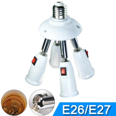 4 in 1 E26/E27 Splitter Socket Adapter Standard LED Bulb with Independent Switch - Image 1 of 4