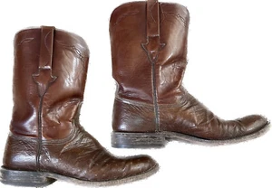 Lucchese L8012.9 Cigar Brown Smooth Ostrich Men's Roper Boots Size 8.5 D - Picture 1 of 9