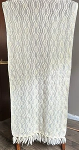 Vintage Glensder Cream/Metalic Wool/Cotton/Tinsel Fringed Knit Scarf 76x17" - Picture 1 of 2