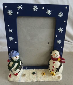 3D Resin Christmas Picture Frame Snowman Snowflake Hearts Stars Buttons 4X6 - Picture 1 of 12
