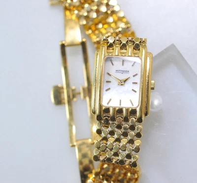 Reloj Mujer Wittnauer 6.5" Pulsera Cristal Zafiro Tono Dorado Mop Cara CB16 Foto 1 de 4
