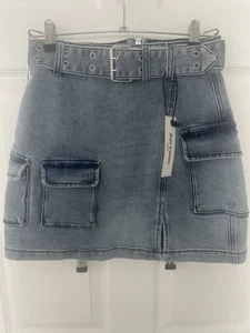 Juicy Couture Cargo Mini Skirt With Belt Size 25 Denim New With Tags - Picture 1 of 8