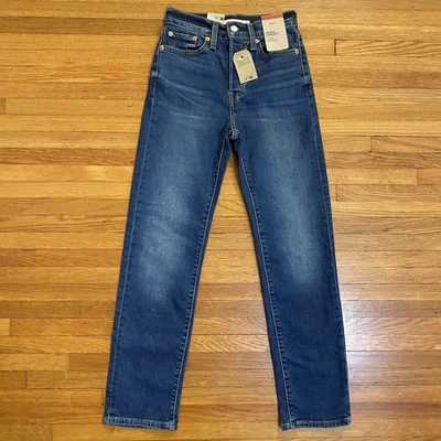 Levis Wedgie Straight Jeans Womens 24x28 Blue High Rise Button Fly Stretch - Image 1 of 4