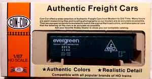 HO SCALE CON-COR EVERGREEN FREIGHT CAR PS-1 40' Box Car #2190 New in box !!! - Picture 1 of 6