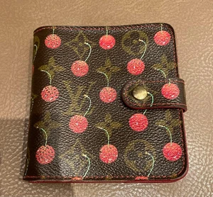 LOUIS VUITTON Monogram Cherry Compact Zip Wallet Takashi Murakami Sakura Japan - Picture 1 of 8