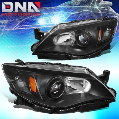 For 2008-2011 Subaru Impreza Black Housing Amber Side Projector Headlight Lamps - Image 1 of 4
