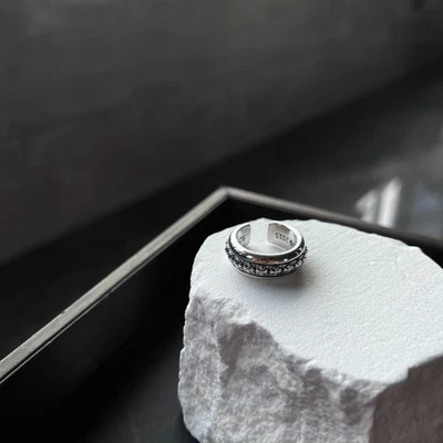 Anillo Flor Cruz Fina Corazones Cromo Mini Plus Foto 1 de 4