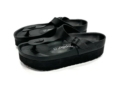 Papillio Birkenstock Gizeh Flex Platform Leather Sandals Buckle Black Womens 39 - Image 1 of 4