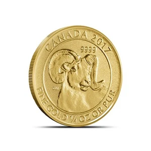 2017 1/4 oz Canadian Gold Big Horn Sheep Reverse Proof Coin - Picture 1 of 2