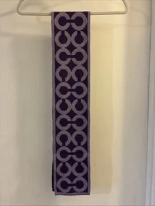 Coach Signature MERINOWOLLE Schal Logo lila gemustert wendbar doppelt Strick - Bild 1 von 8
