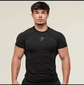 Gymshark ONYX V5 5.0 LARGE Camiseta sin costuras Negro / Ónix AZUL - Imagen 1 de 2