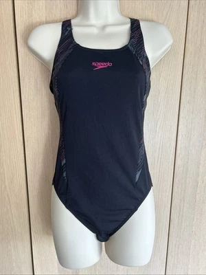 Speedo Womens HyperBoom Splice Muscleback Swimsuit Black/Pink Size 20 - Image 1 of 4