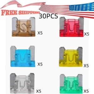 30Pcs 5A-30A Micro Low Profile Mini Blade Fuses Assorted Kit Car Auto Truck SUV - Picture 1 of 2