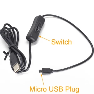 1pc 1.3M USB 2.0 Male To Micro USB Male Connector Cable Cord with Switch Black - Picture 1 of 6