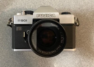 Vintage Fujica ST801 LED Silver + EBC Fujinon 55mm f1.8 Standard Prime Lens SLR - Picture 1 of 11