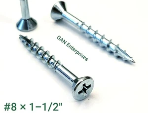 Particle Board Phillips #8x 1-1/2" Flat head Screws Type 17 Point,Nibs Zinc 1000 - Picture 1 of 5