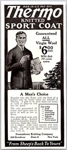 PRINT AD 1922 Swansdown Thermo Knitted Sport Coat Man's Choice Christmas SMALL - Picture 1 of 3