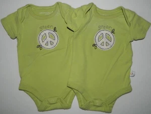 Lote de 2 Bodys Mamelucos Niños Niñas CRECIDOS ORGÁNICAMENTE Verde PAZ* Nuevos en Caja Recién Nacidos - Imagen 1 de 2