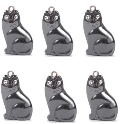 Cuentas colgantes de gato de hematita negra talladas 10 piezas para hacer joyas 30x19x7 mm Foto 1 de 4