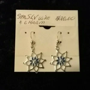 Handmade Sterling Silver Poinsettia pierced earrings - FREE SHIPPING - Picture 1 of 3