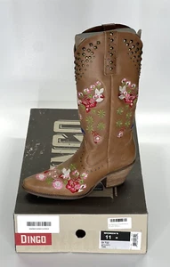 Dingo Women's Poppy Floral Snip Toe Boots - Tan - Size 11 - NEW - Picture 1 of 9