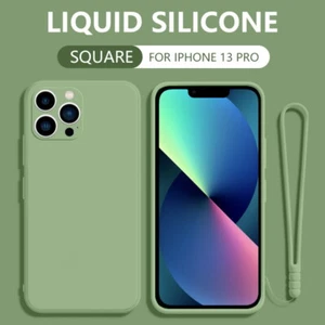 Liquid Silicone Lanyard Soft Case For iPhone 14 13 12 Pro Max 11 XS XR 8 7 Cover - Picture 1 of 24