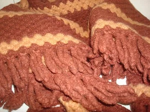 Handknit Brown and Tan Stripe Shoulder Wrap - Picture 1 of 4