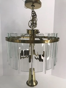 2003 Progress Lighting Hanging Brass & Glass Light Fixture Chandelier - Picture 1 of 7