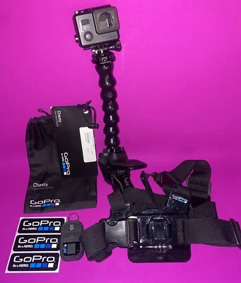 Go Pro Be A Hero Accessories Lot Chest Harness Grip Case Bag Stickers Remote - Image 1 of 4