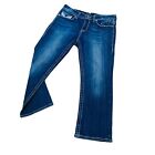 Vigoss "The New York Capri" women's Blue Denim Jeans Size 10 jewel accents zip