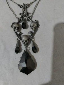 alchemy gothic Carmilla's chandelier pendant goth punk metal skull black crystal - Picture 1 of 11