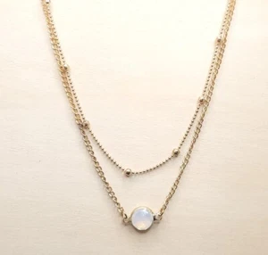 Udobuy Artilady weiß Opal Halskette doppellagig Kette Charm Halskette - Bild 1 von 6