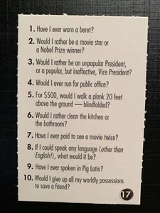 Simpsons LOSER TAKES ALL Stupid Card #17  GAME REPLACEMENT QUESTION CARD 2001 - Picture 1 of 3