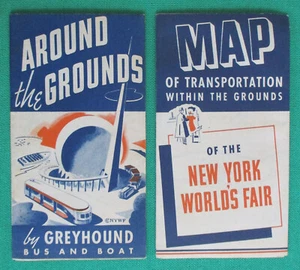Folleto de 2 mapas guía de folletos Feria Mundial de Nueva York alrededor del suelo galgo - Imagen 1 de 4