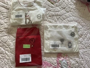NWOT Janie and Jack Christmas Reindeer Tee & Girl Tee & red Ponte Pants Size 12 - Picture 1 of 8